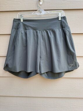 Gymshark Women's Grey Athletic Shorts Elastic Waist Solid Summer Gym C17